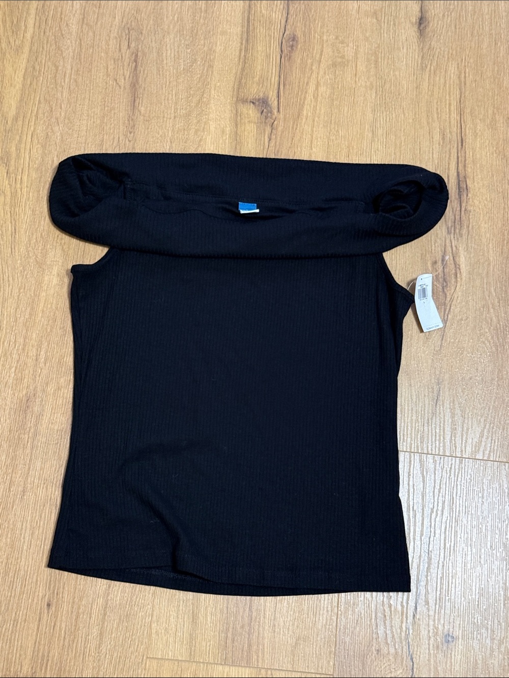 Old Navy Black Off-Shoulder Ribbed Knit Top